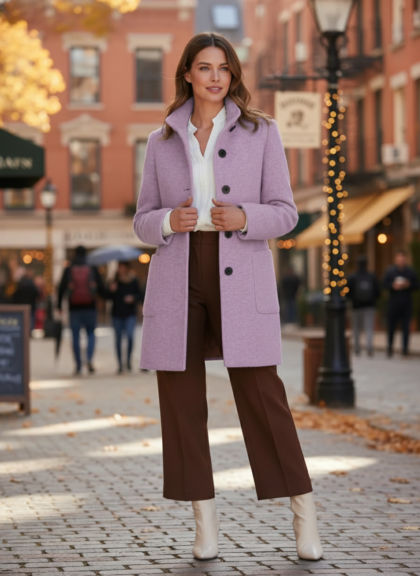 Damen Mid-Length Herbst-Wintermantel