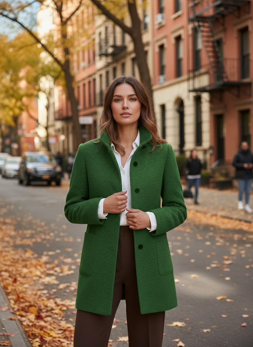 Damen Mid-Length Herbst-Wintermantel