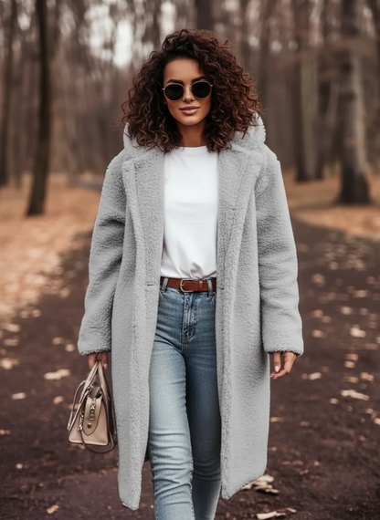 Teddy-Mantel mit Kapuze für Damen