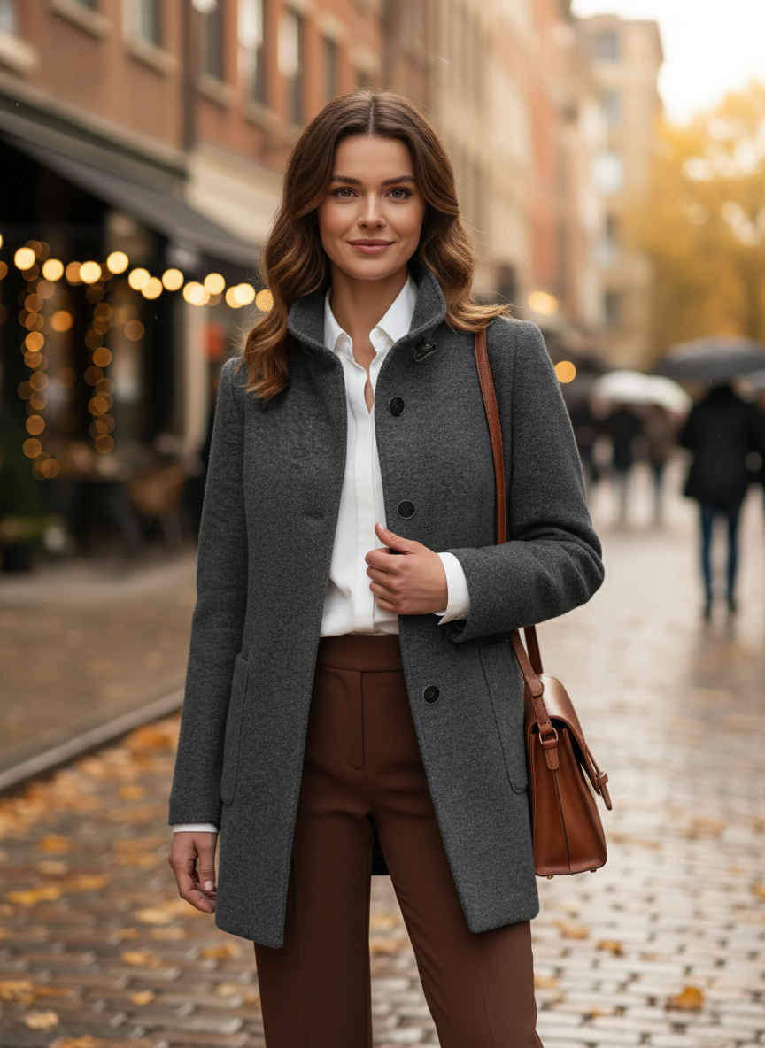 Damen Mid-Length Herbst-Wintermantel