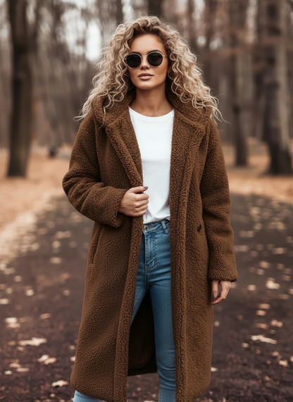 Teddy-Mantel mit Kapuze für Damen