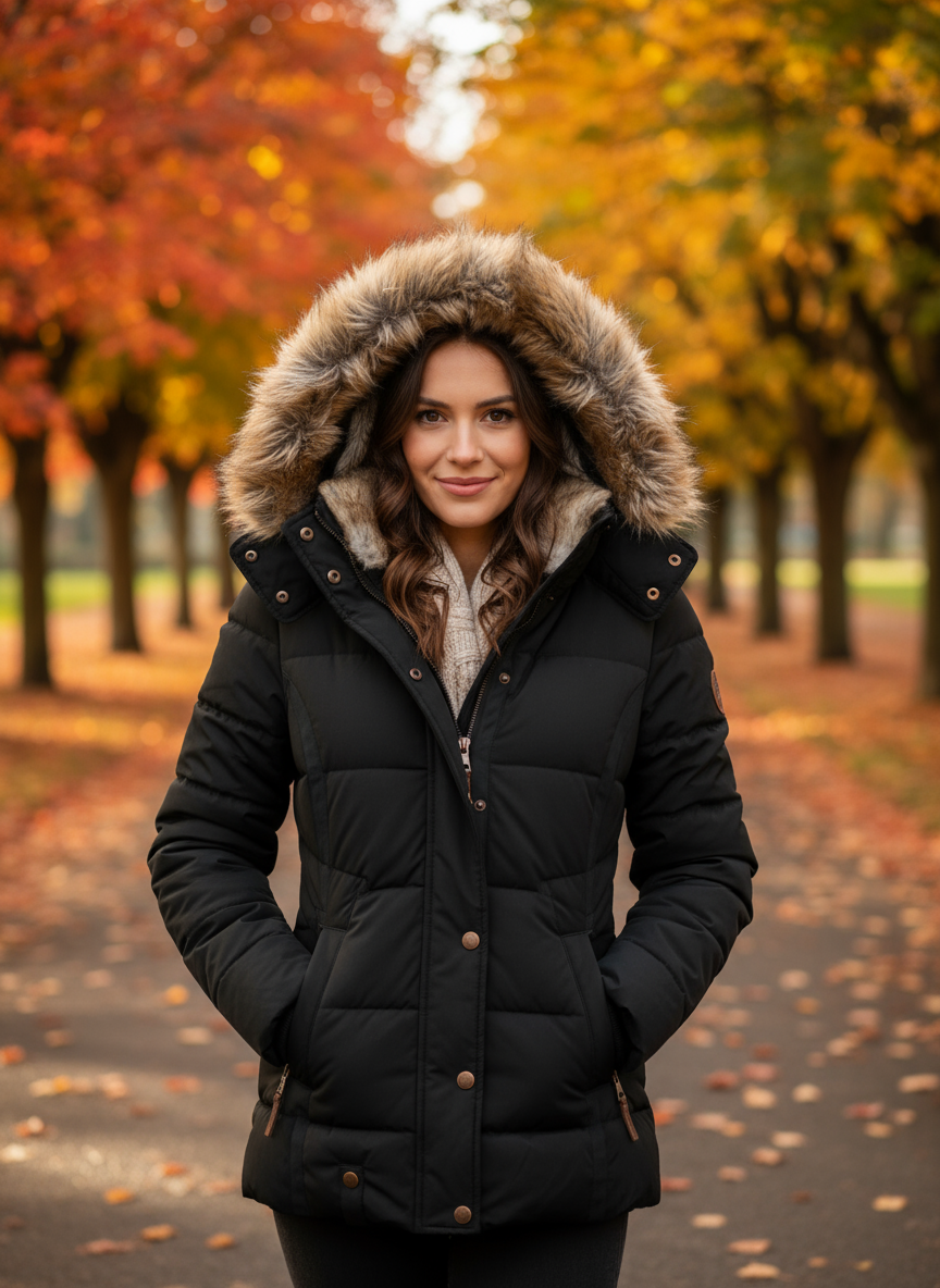 Damen Winter Steppjacke mit Kapuze