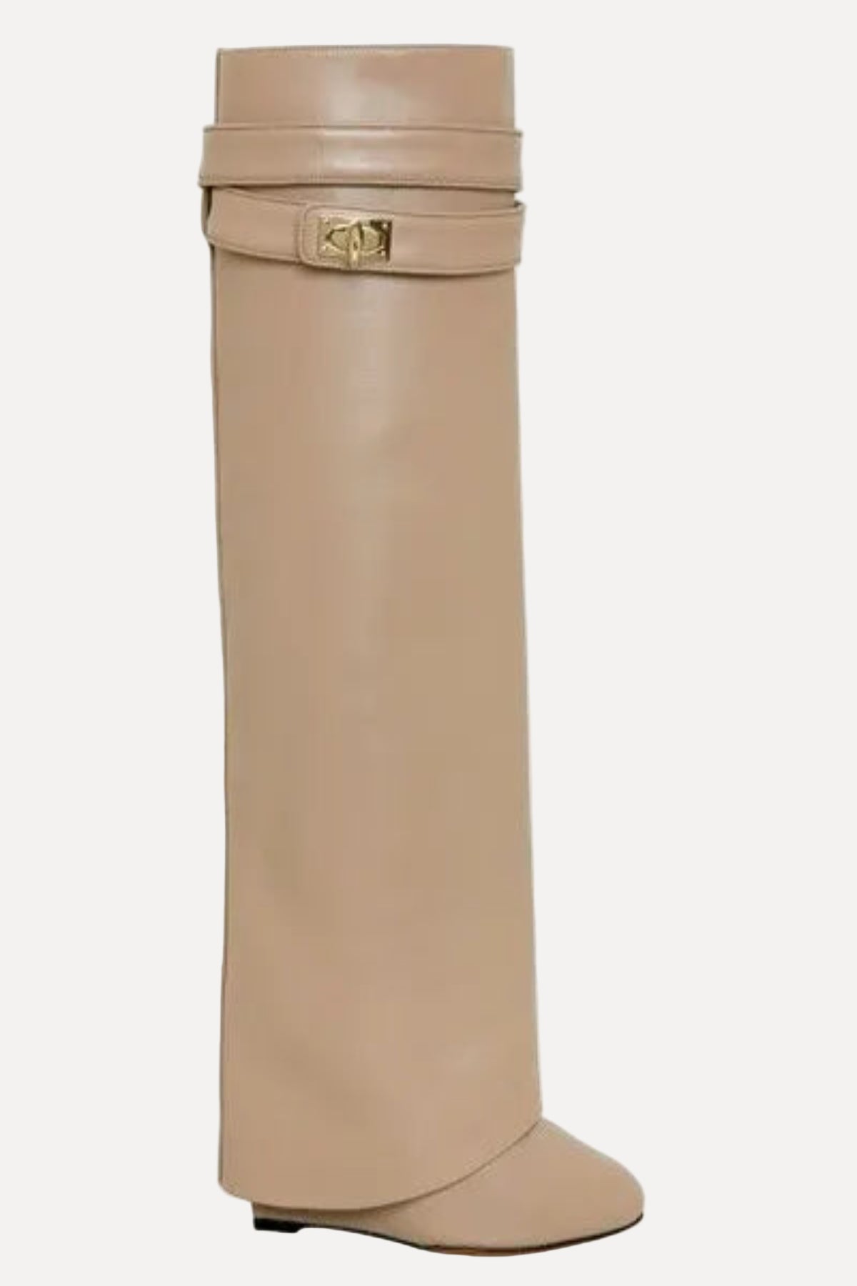 Damen Kniehohe Lederstiefel mit Haifischschloss-Detail 9