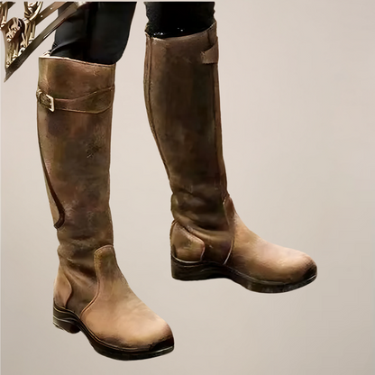 Damen Kniehohe Reitstiefel Mit Verstellbarer Seitenschnalle 2