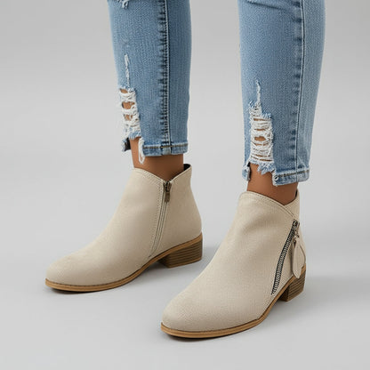 Damen Low-Heel Stiefeletten mit Reißverschluss 2