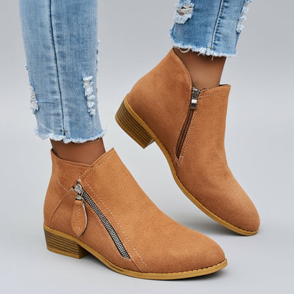 Damen Low-Heel Stiefeletten mit Reißverschluss 3