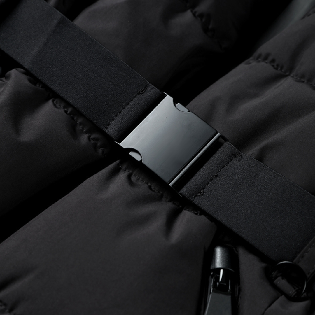 Damen Schwarze Pufferjacke – Mit Gürtel, Wasserabweisend, Isoliert