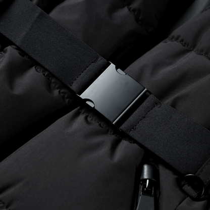 Damen Schwarze Pufferjacke – Mit Gürtel, Wasserabweisend, Isoliert