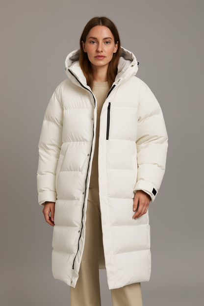 Damen Longline Pufferjacke – Kapuzen Ultra-Warme Winteroberbekleidung