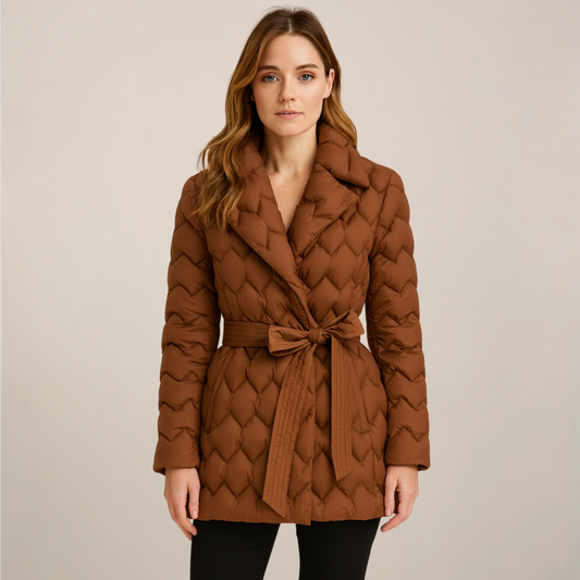 Damen Pufferjacke – Steppdesign – Taillierter Gürtel – Elegante Passform