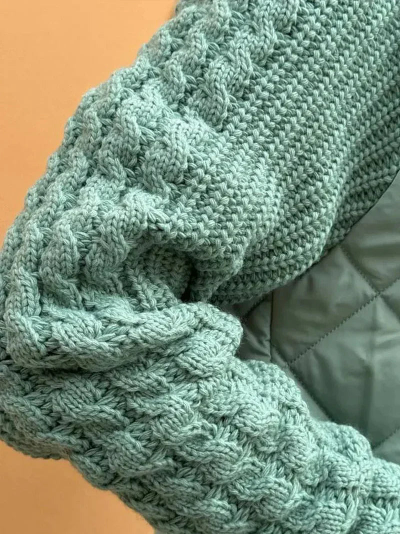 Damen Steppjacke – Strukturierten Ärmeln, Stehkragen, Reißverschluss vorne