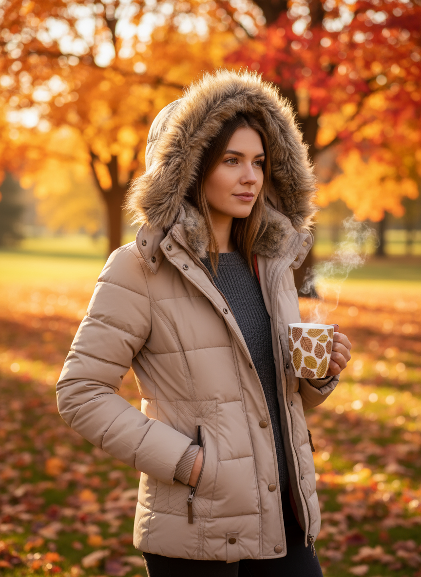 Damen Winter Steppjacke mit Kapuze