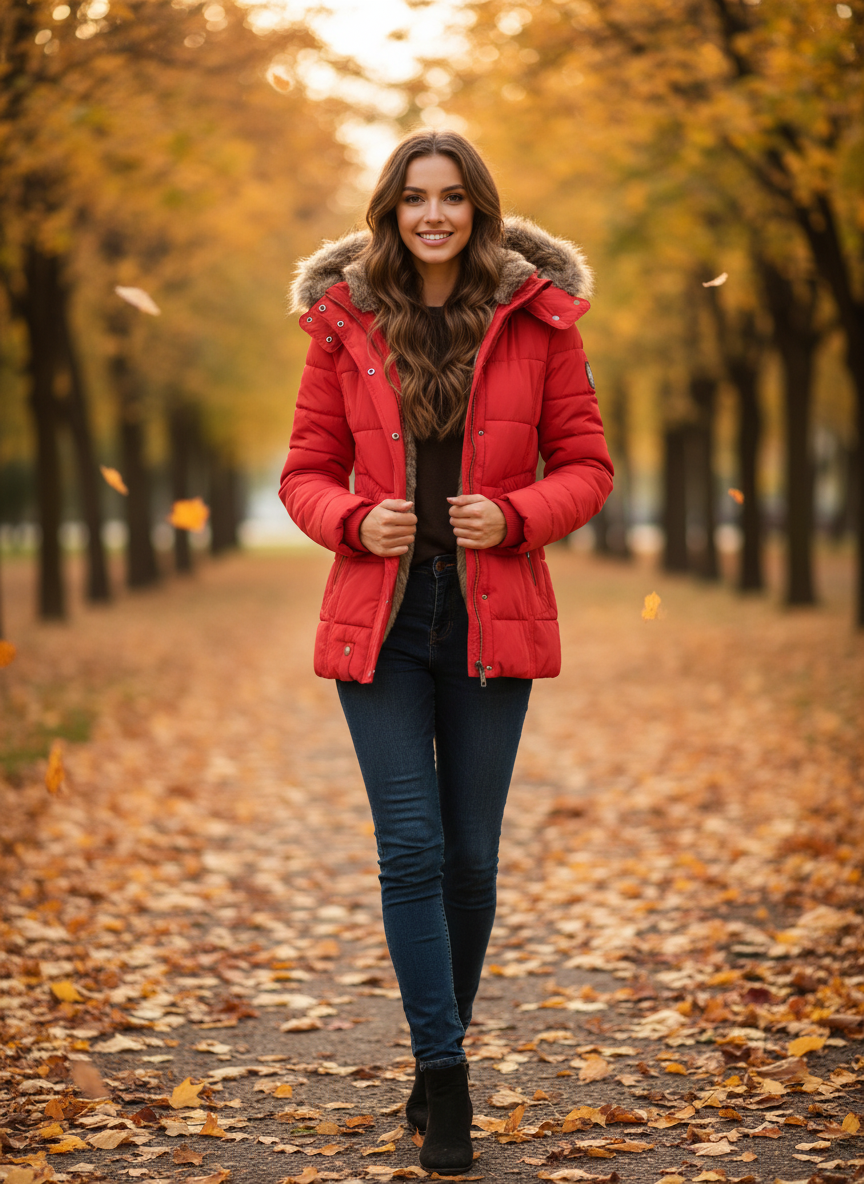 Damen Winter Steppjacke mit Kapuze